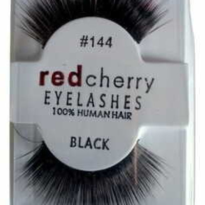 Red Cherry Eyelashes Black 100% Human Hair #144