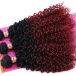 REYNA Synthetic Weave 3 Bundles Curly 16 18 20 Inches Mixed 2 Tone Ombre High Temperature Heat Resistant Fiber(T1/99j#)