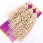 REYNA Blonde #613 Afro Curly Hair Weave Extensions High Temperature Synthetic Hair 16 18 20 Inches Mixed 3 Bundles