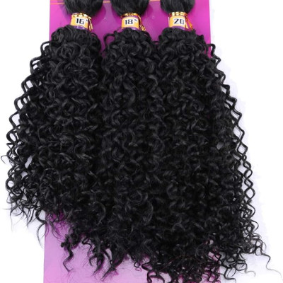 REYNA Synthetic Hair Weave Kinky Curly Hair Bundles 16 18 20 Inches Mixed Black High Temperature Heat Resistant Fiber