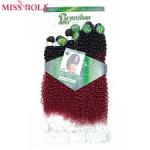 Miss Rola Synthetic Kinky Curly Hair Extensions Hair Weaves Ombre Hair Bundles 18"-22'' 6pcs/Pack 200G For Full Head Color: T1B/Burgundy