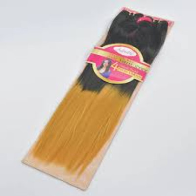 Adorable Quattro Yaki Wave 4pcs 12-18 With Free Small Closure Hair Bundles,Heat Resistant Fiber Yaki Straight Packet Hair Weaves Color: #1B