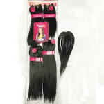 Adorable Quattro Yaki Wave 4pcs 12-18 With Free Small Closure Hair Bundles,Heat Resistant Fiber Yaki Straight Packet Hair Weaves Color: #2